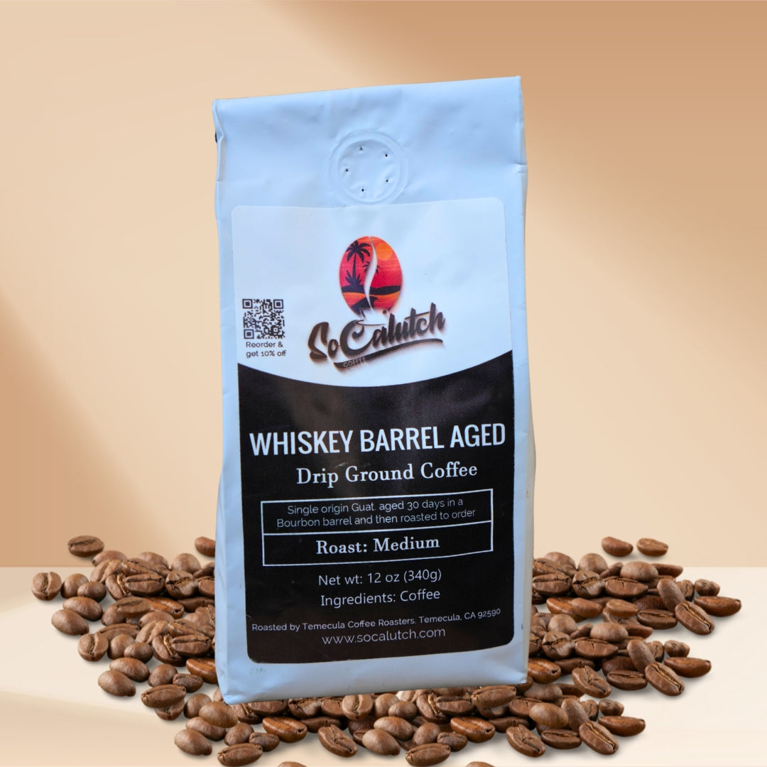 SoCalutch Whiskey Barrel Aged Coffee bag – medium roast specialty coffee